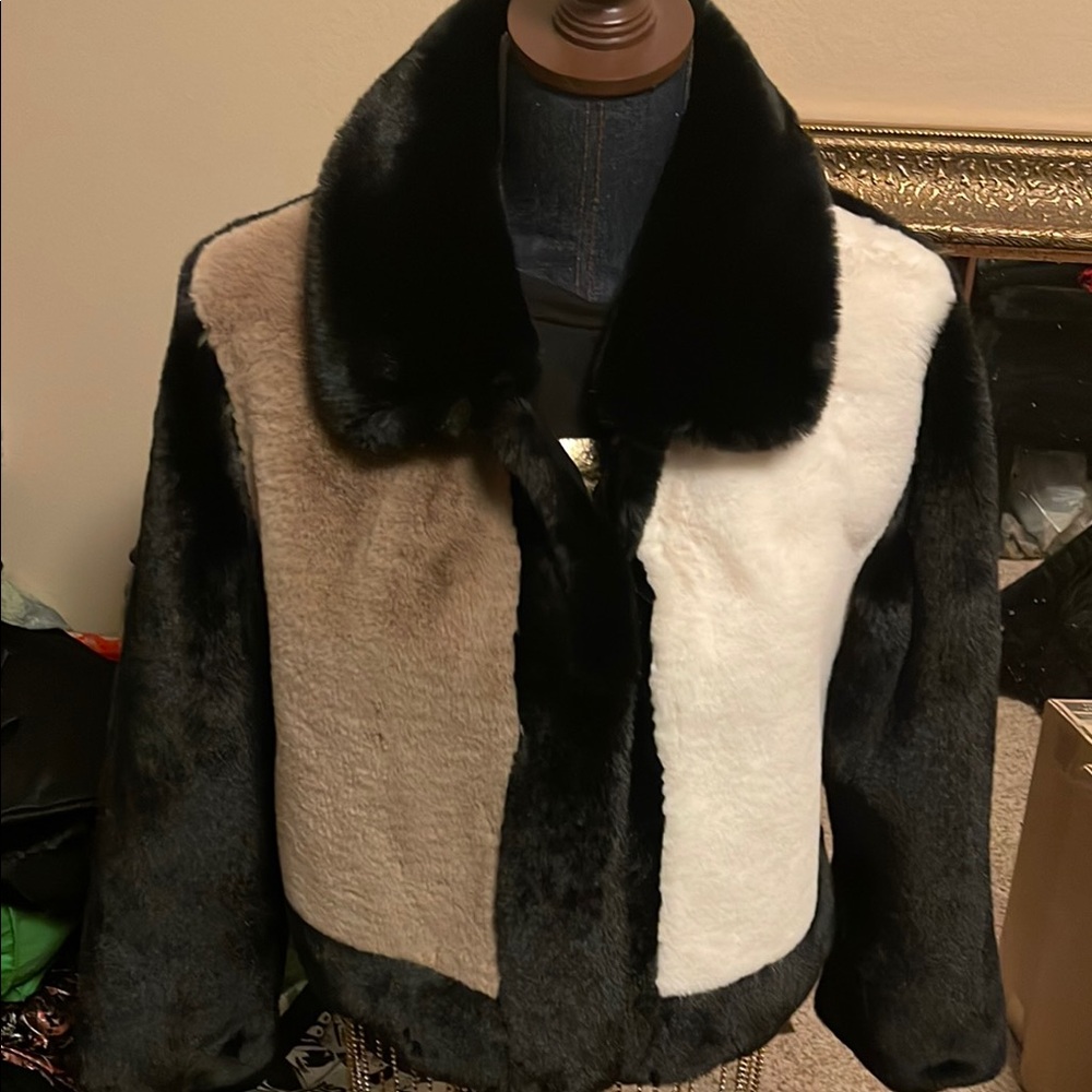 Colorblock Faux Fur Jacket